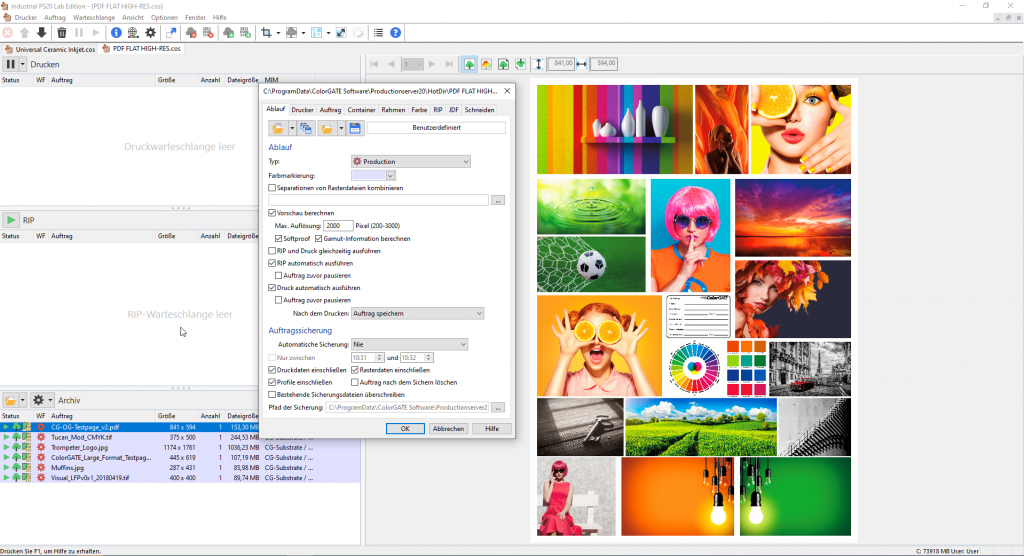 Colorgate V20 Druckeinstellungen