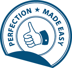 Kleine Schriften auf der MACal 9800 CAST ausgeführt als Sticker mit einem Daumen nach oben und der Beschriftung PERFECTION MADE EASY